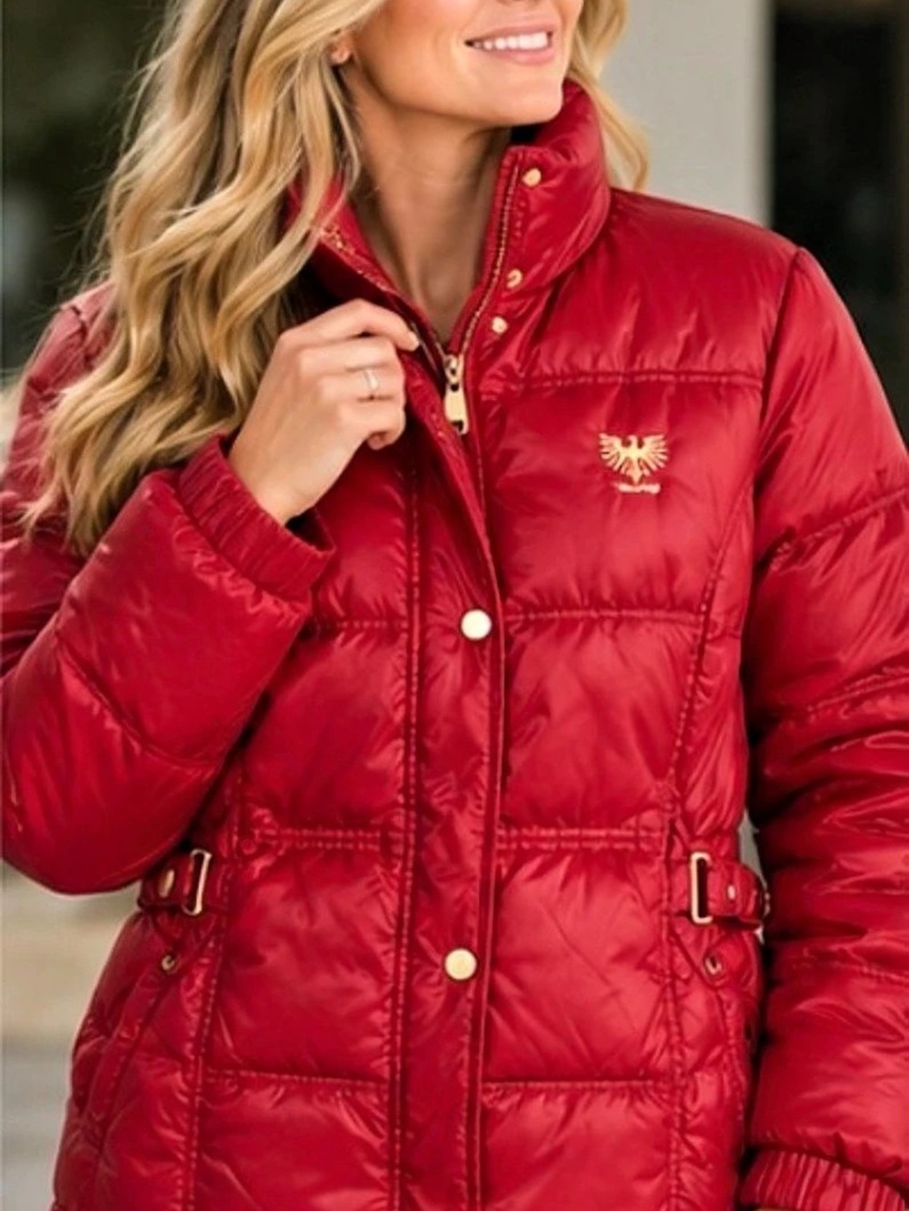 20” ptp W.PENG Quilted Puffer Jacket Red Size Large